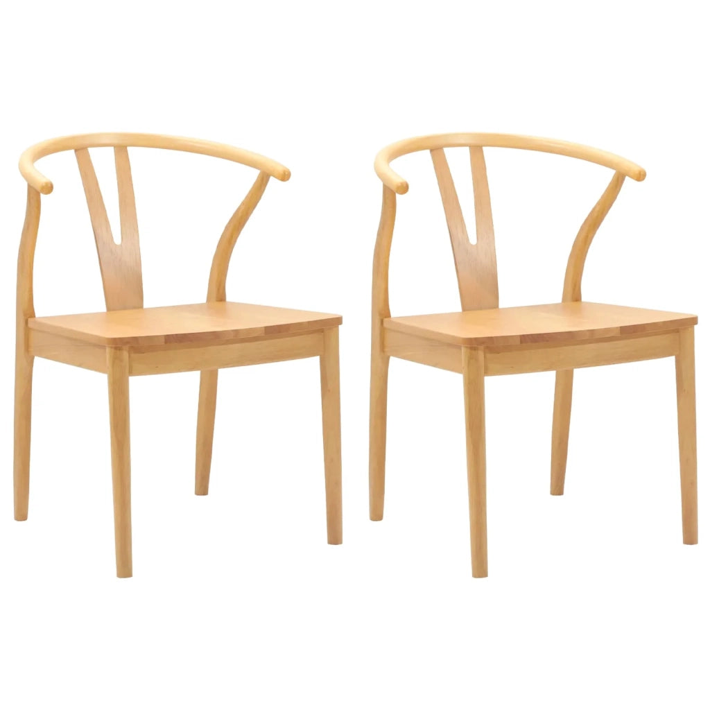 Sedia da pranzo 2 pcs Naturale Legno di gomma solido