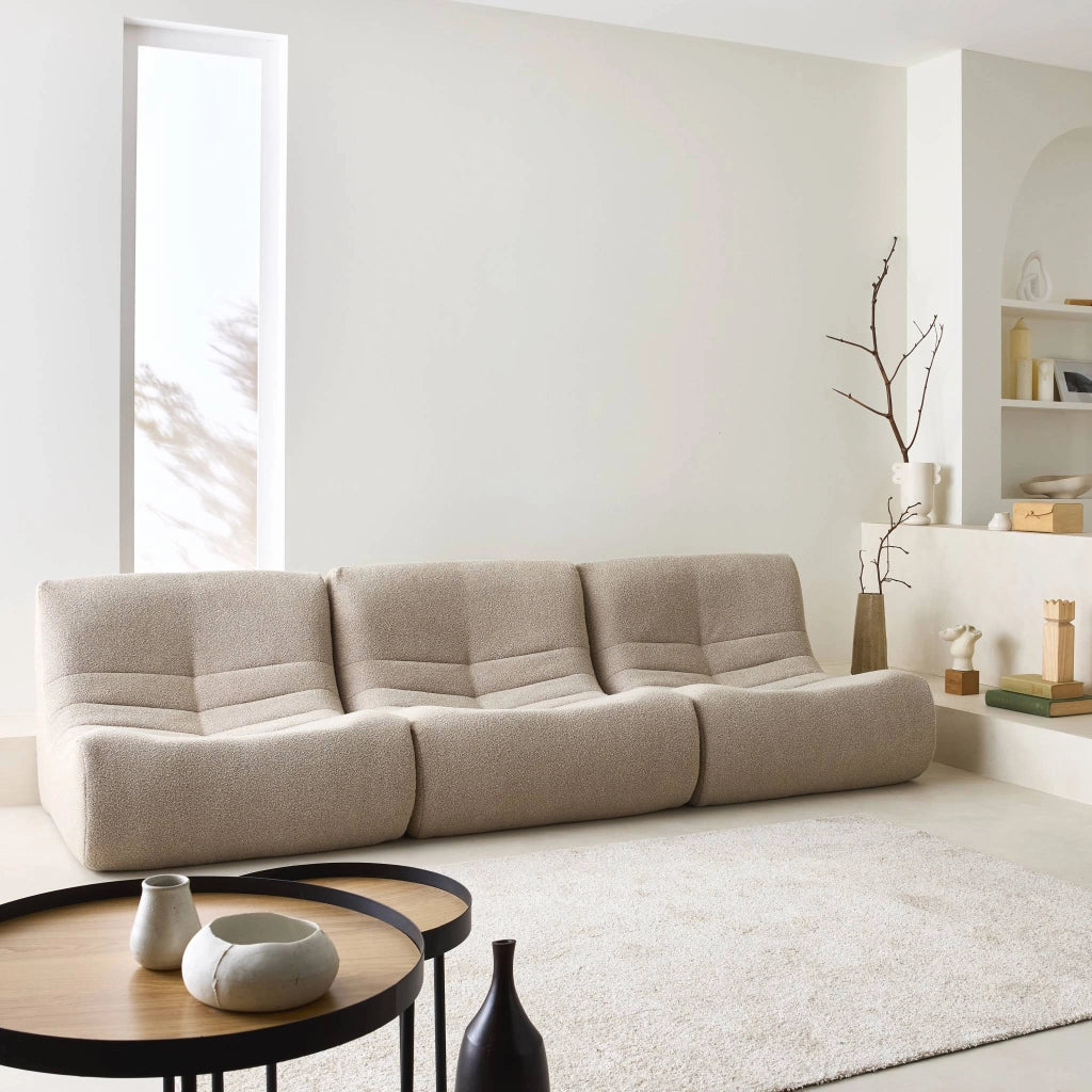 Divano modulare in bouclé, 3 posti, beige