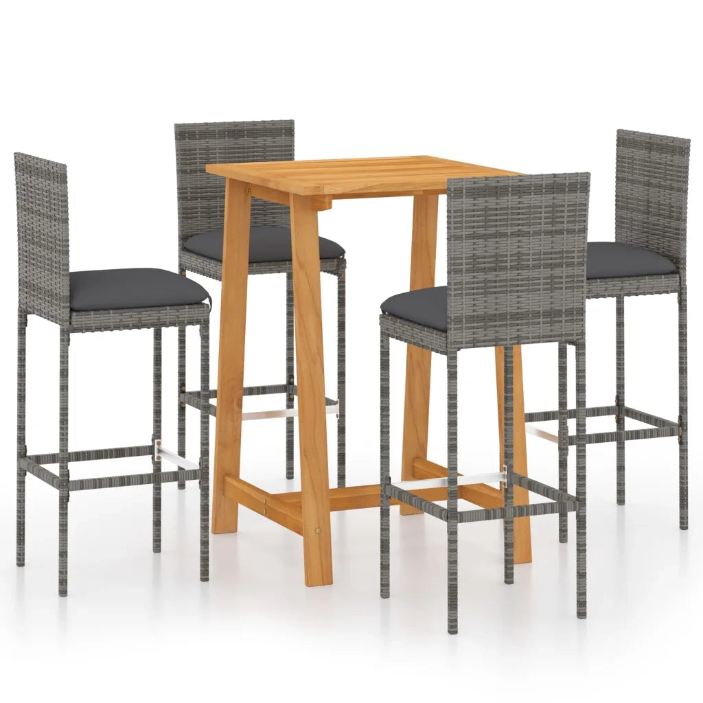 Set da Bar da Giardino 5pz con Cuscini Grigio 3067945