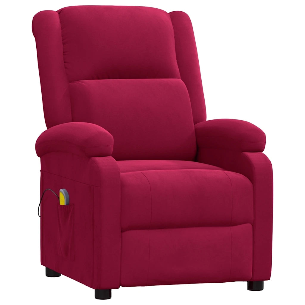 Poltrona Massaggiante Rosso Vino in Velluto 342415