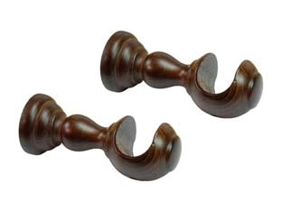 SUPPORTO APERTO Ø MM.35 IN LEGNO NOCE PER SCORRITENDA- - cm.18 - 2 pezzi