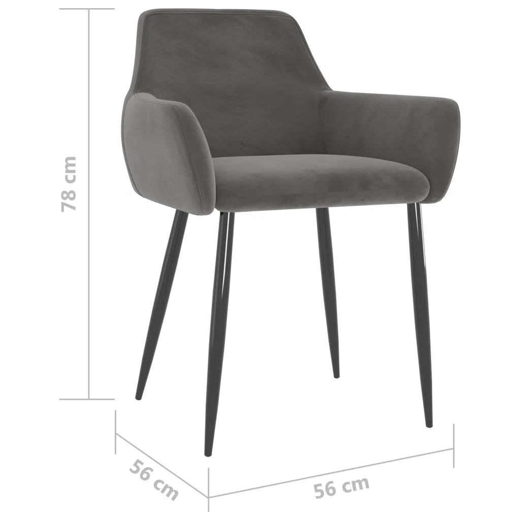 Sedie da Pranzo 2 pz Grigio Scuro in Velluto 323105