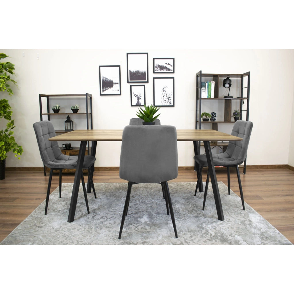 Sedia Kara in velluto grigio scuro con gambe in metallo