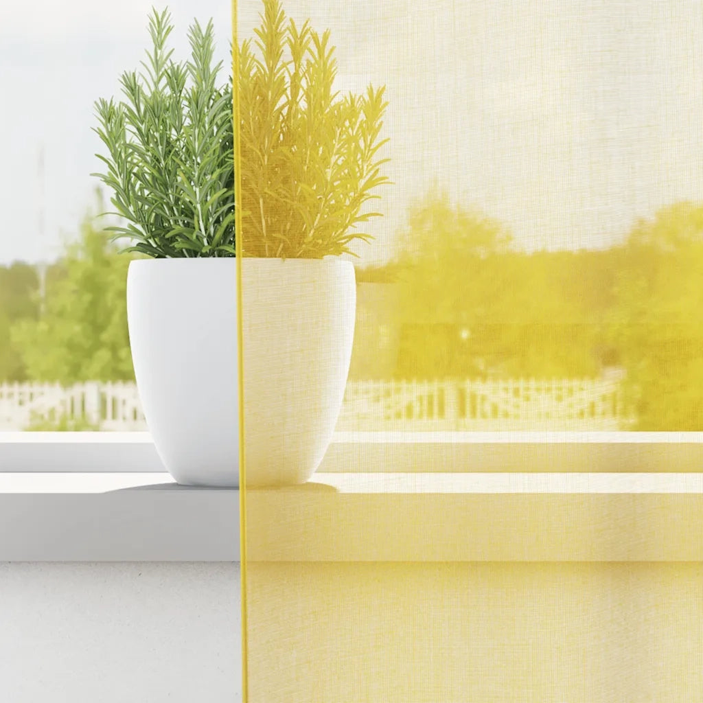 Tende in Voile con Passanti 2 pz Giallo 140x225 cm