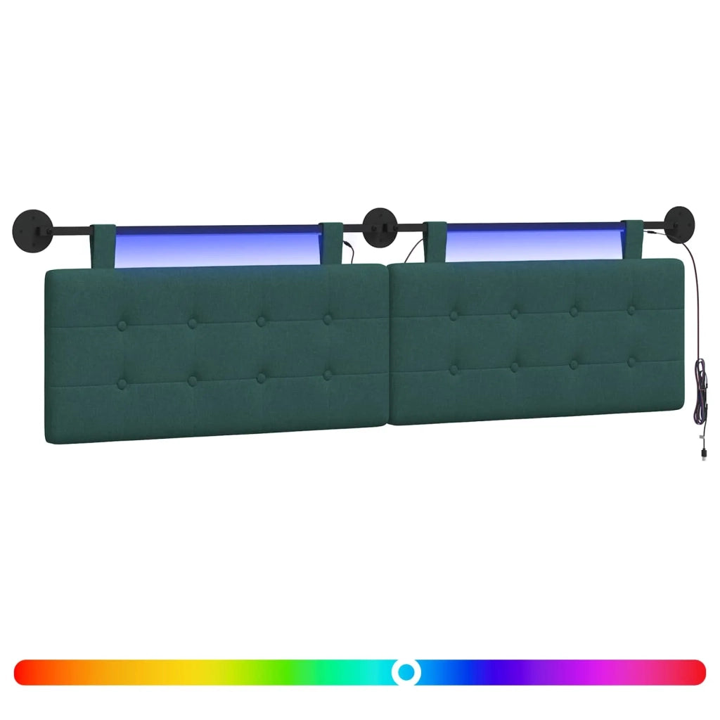 Testiera sospesa Con luce LED Verde Scuro Tessuto 3424476