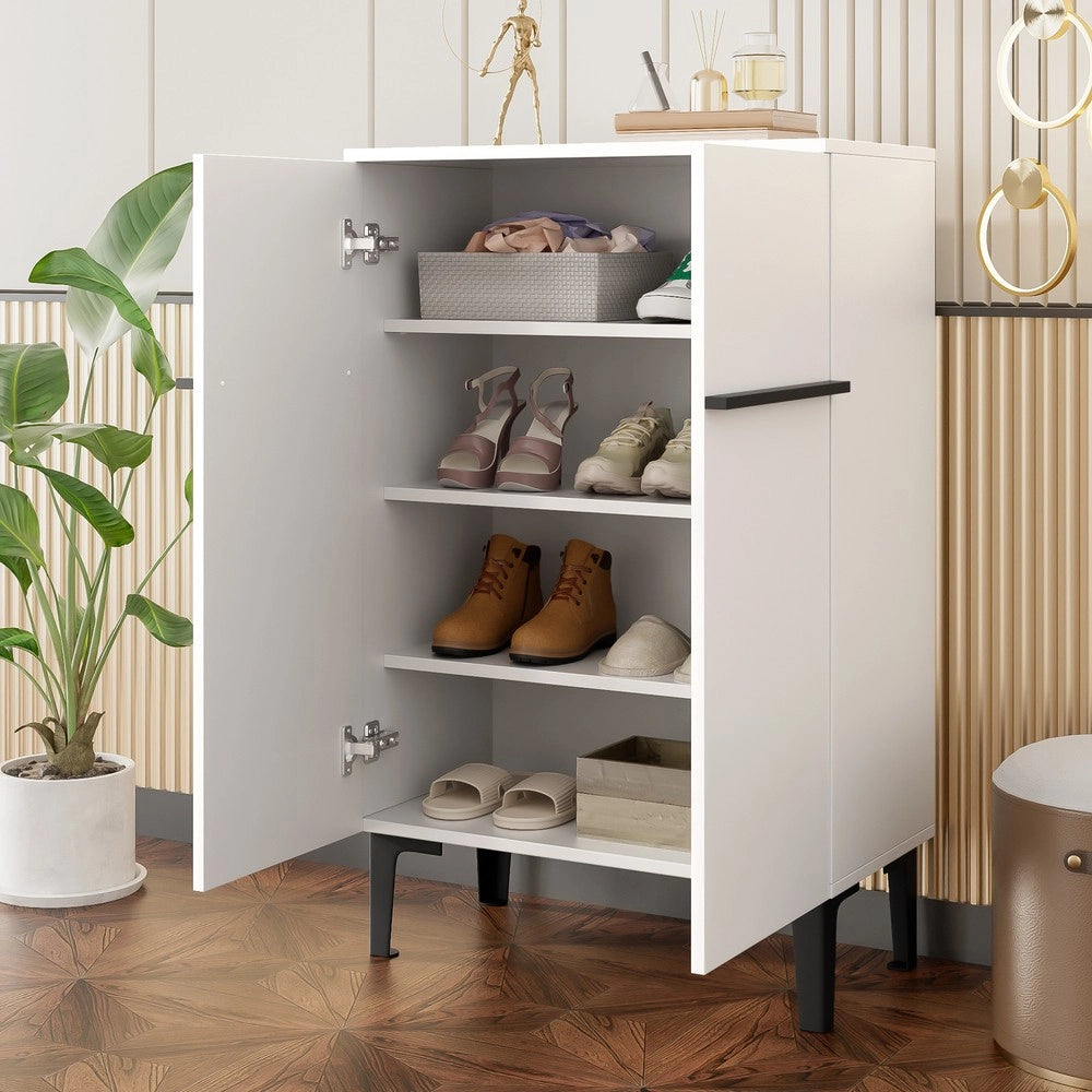 Scarpiera con Ante e Ripiani Regolabili ¨C MINIMAL ¨C Bianco, 95x60x34,5 cm