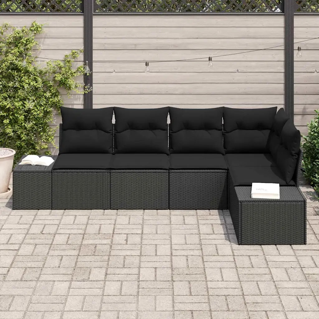Set Divano da Giardino 5 pcs Nero polyrattan 3347063