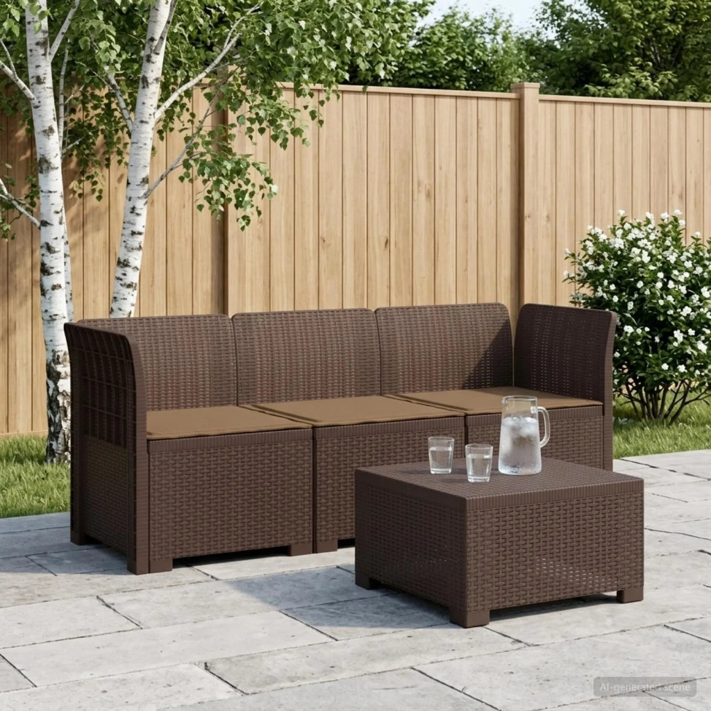 Divano da esterno-Divano da Giardino 3 posti con cuscini in look rattan PP 245896
