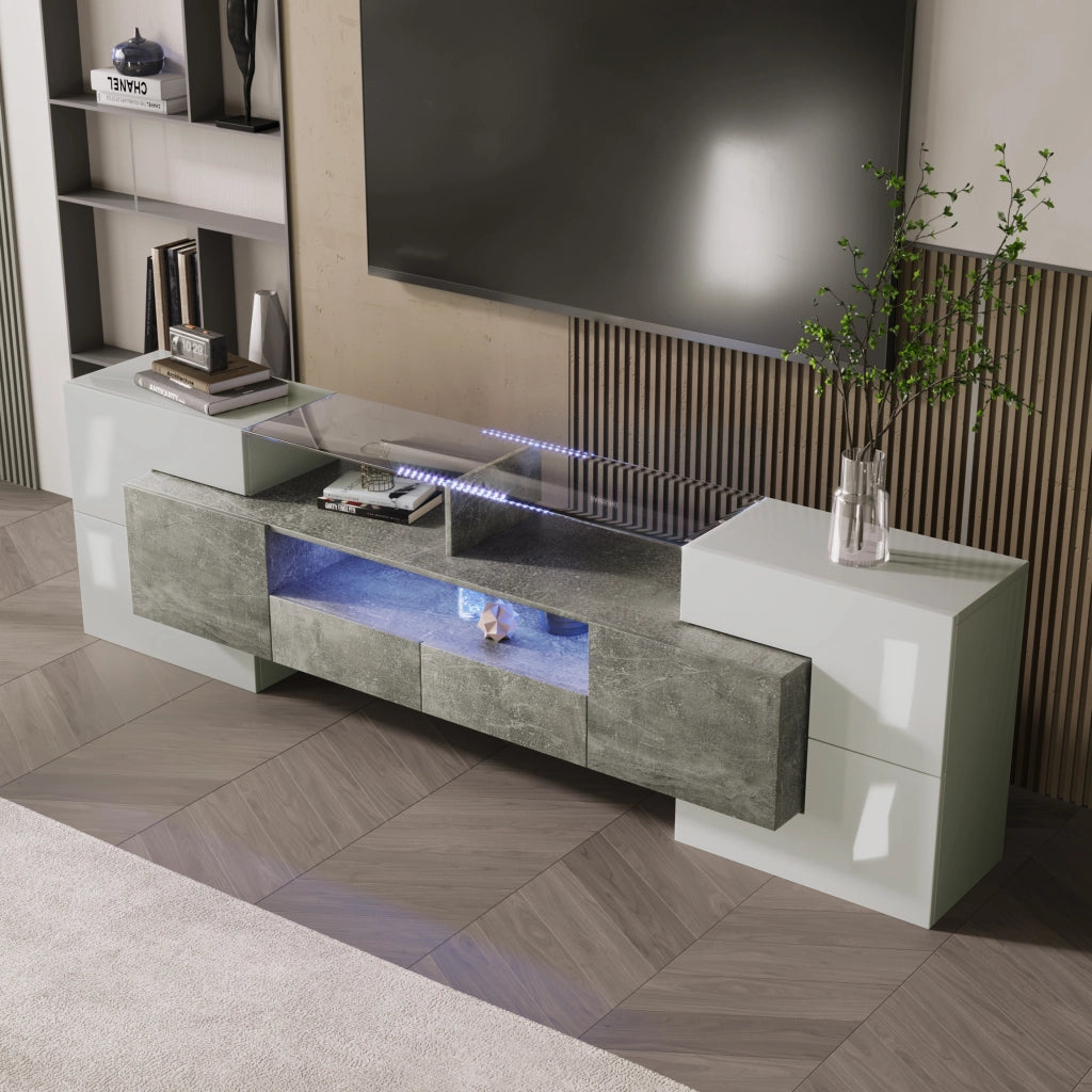 Cassettiera TV grigia in MDF lunghezza 200 cm