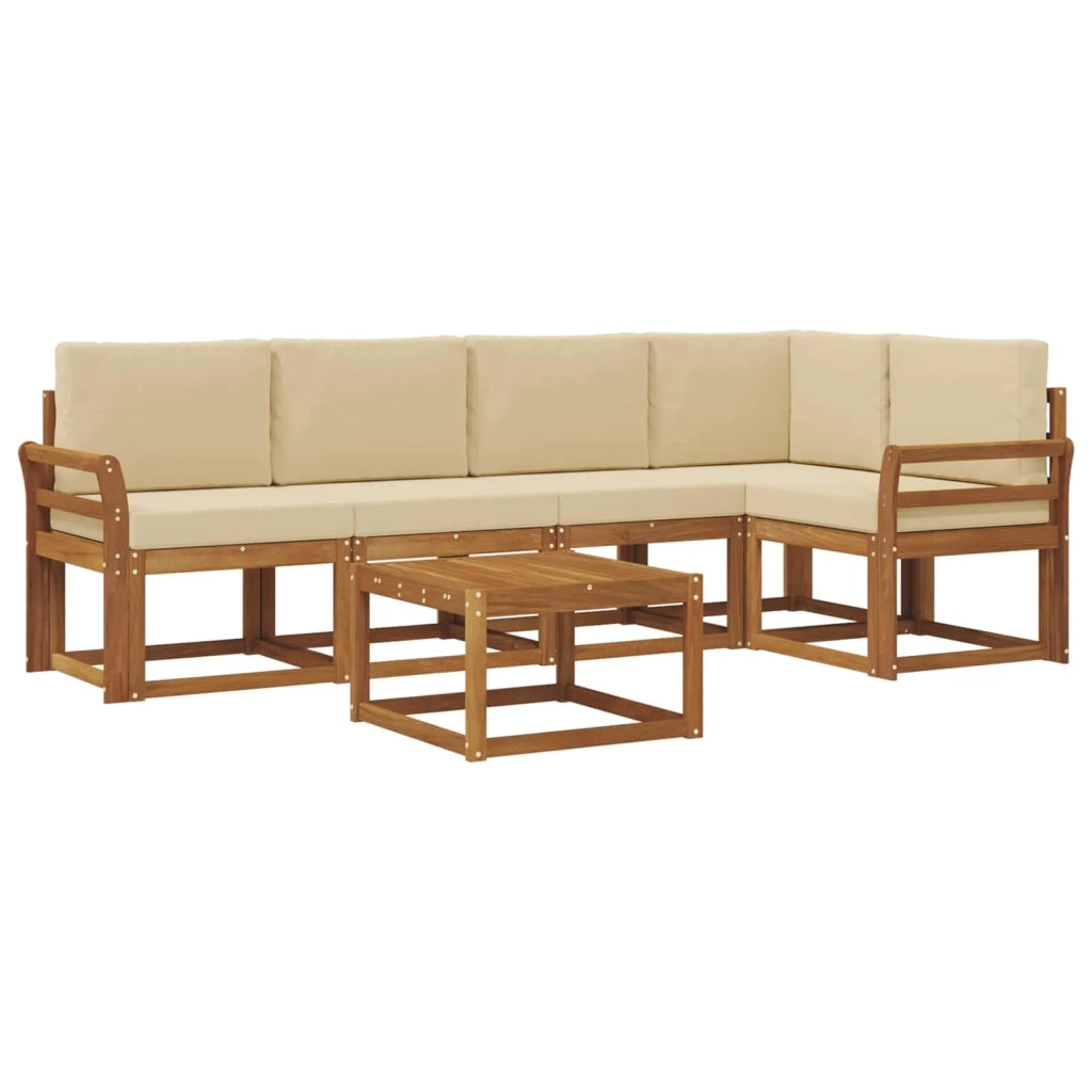 Set di divani da esterno con cuscino 6 pcs Naturale e Beige 3366431
