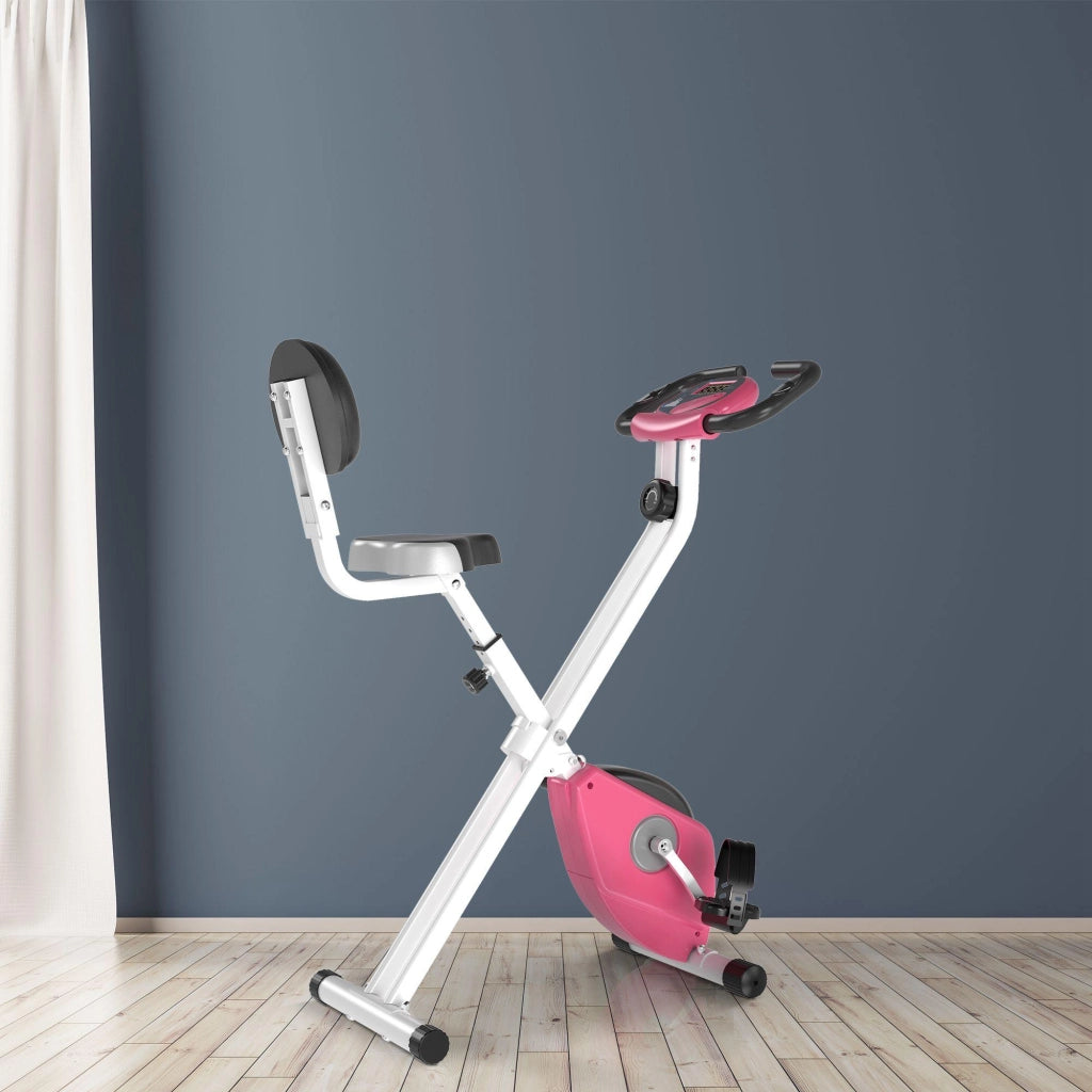 Cyclette Magnetica Pieghevole 43x97x109 cm con Display LCD Rosa