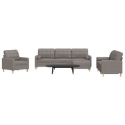 Set Divani 4 pz con Poggiapiedi e Cuscini Tortora in Tessuto 3278318