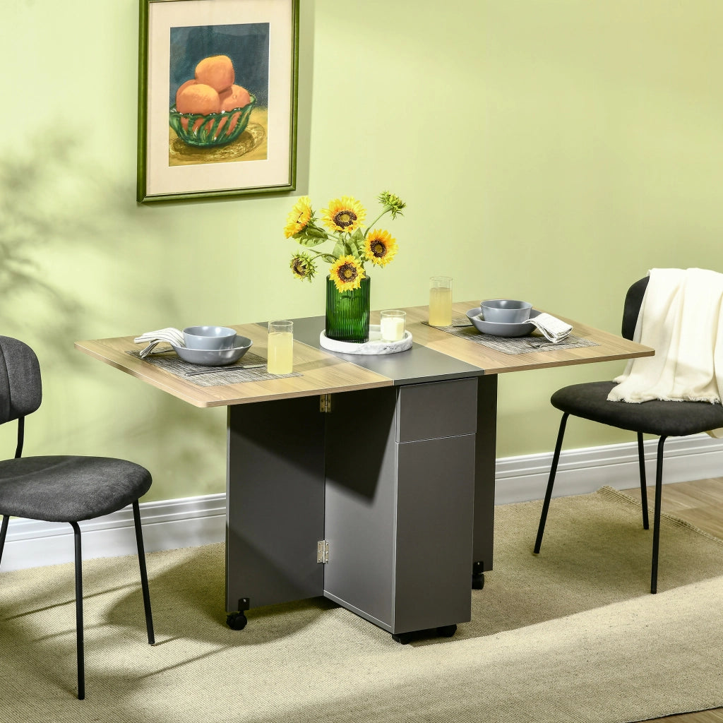 Tavolo da pranzo pieghevole con rotelle e cassetti ¨C Xylo ¨C Bianco 76x140x74 cm