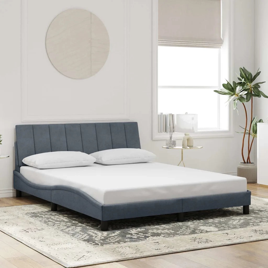 Letto matrimoniale | Letto per adulti | Giroletto senza Materasso Hanko Grigio Scuro 160x200 cm Velluto