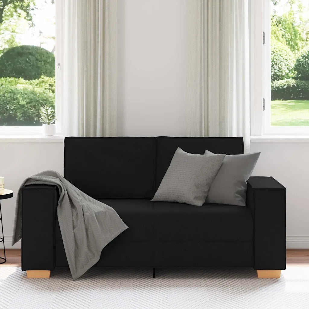 Divano a 2 Posti-Sofa 2 Posti Nero 120 cm Tessuto
