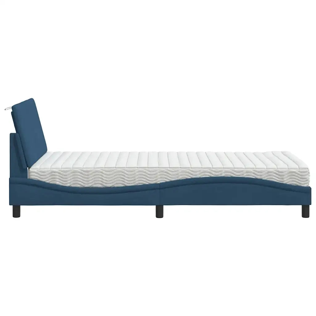 Letto con Materasso Hanko Blu 100x200 cm in Tessuto 3310516
