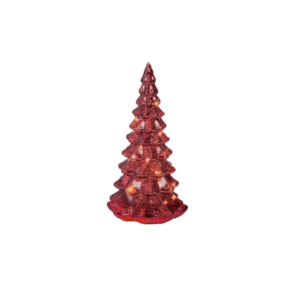 Albero Vt rosso c/LED d10x21cm