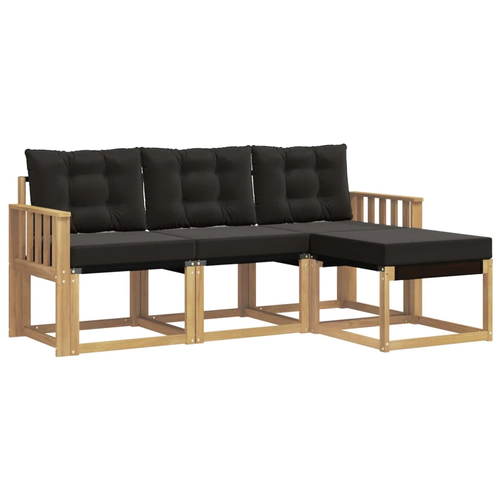Set di divani da esterno con cuscino 4 pcs Bianco e Nero 3389354