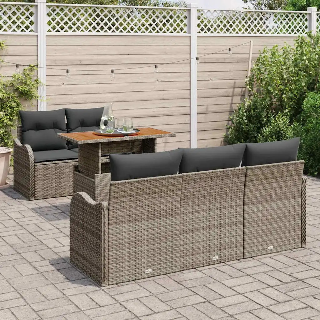 Set Divano da Giardino 6 pcs Grigio Poly Rattan 3358134