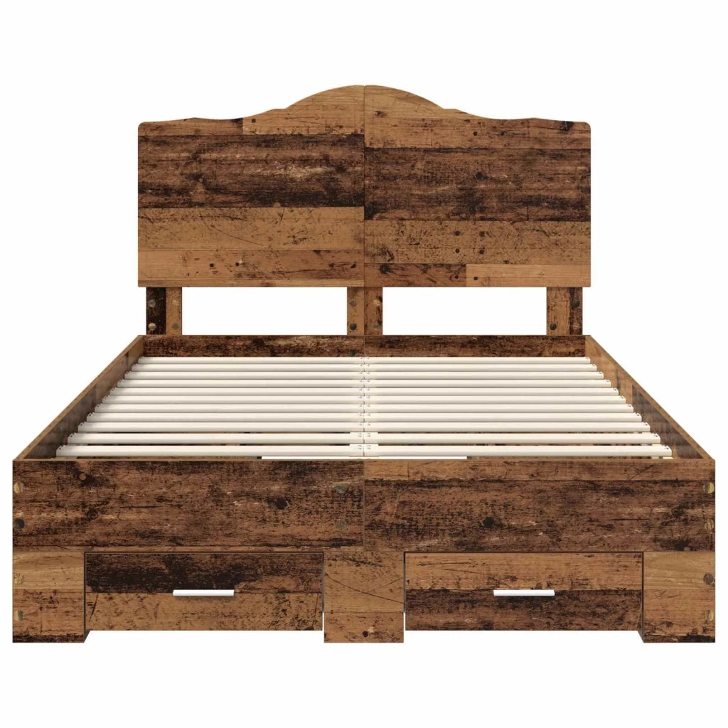 Letto matrimoniale | Letto per adulti | Struttura del letto con testiera Legno vecchio 120 x 190 cm
