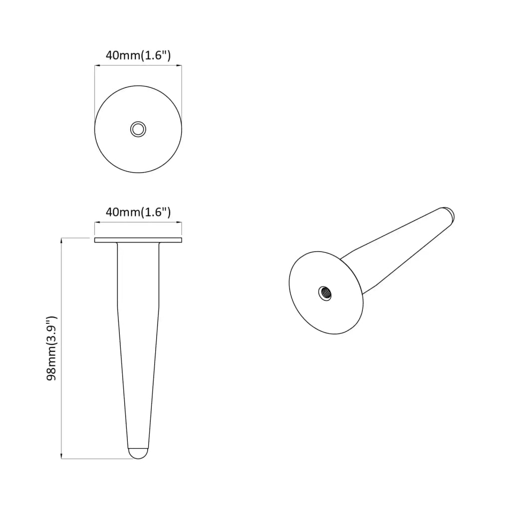 Piedini per mobili 2 pz Nero e Oro ? 40 x 98 mm Ferro CFW3710827
