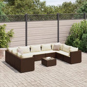 Set Divani da Giardino 10 pz con Cuscini in Polyrattan Marrone 3308273
