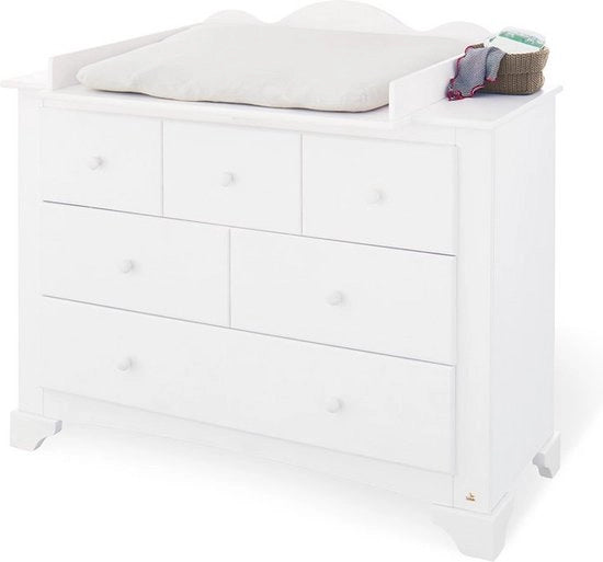 Unità di cambio ampio Pino - Comodino per bambini - Comodino per neonati - Configurazione versatile - 127 cm x 77 cm x 109 cm