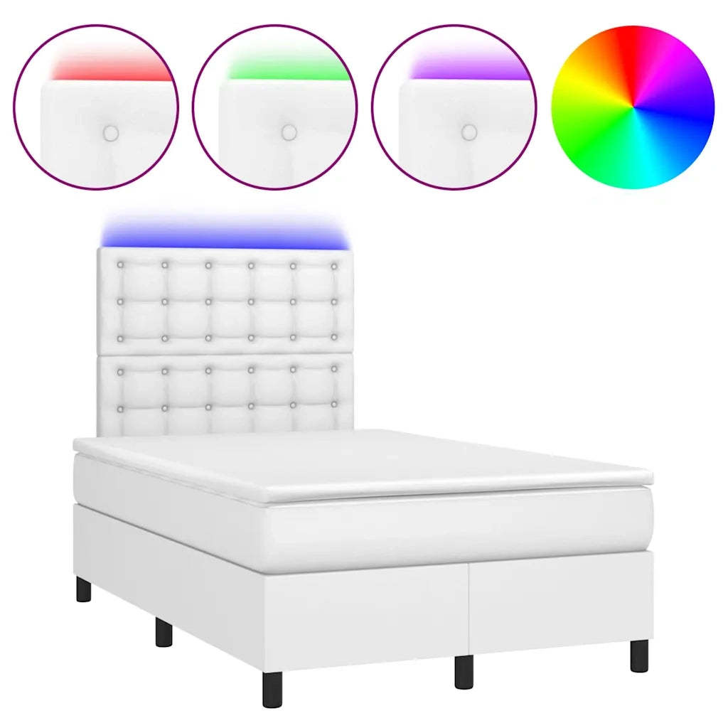 Giroletto Molle con Materasso e LED Bianco 120x190cm Similpelle 3270294