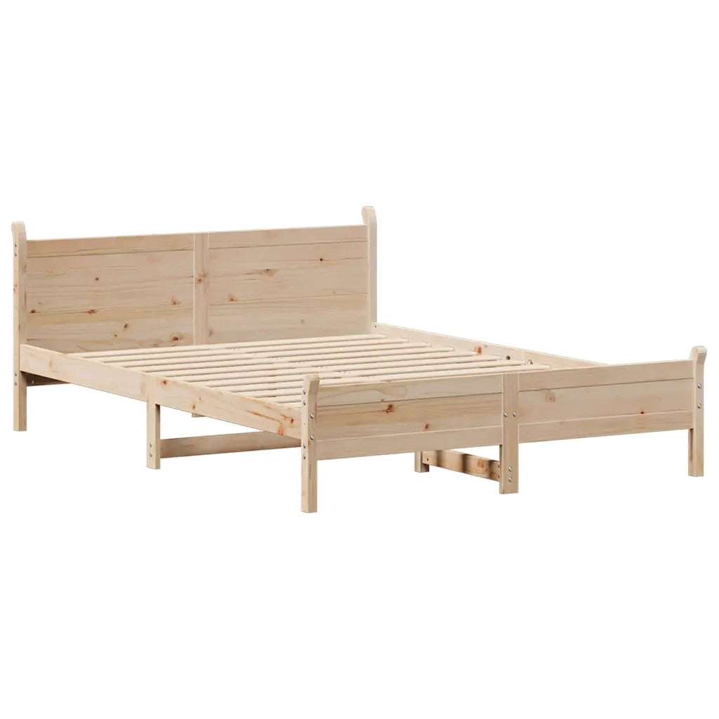 Letto senza Materasso-Struttura Letto 135x190 cm in Legno Massello di Pino 479124