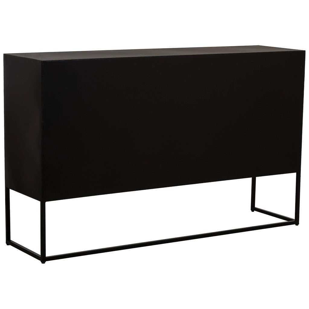 Credenza in metallo nero a 4 ante 150x38,5x90,5h cm