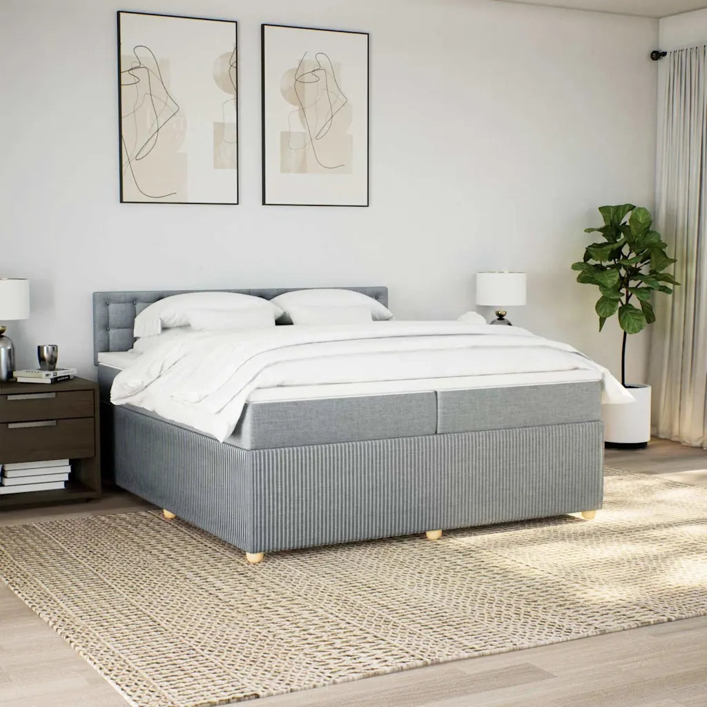 Giroletto a Molle con Materasso Grigio Chiaro 200x200cm Tessuto