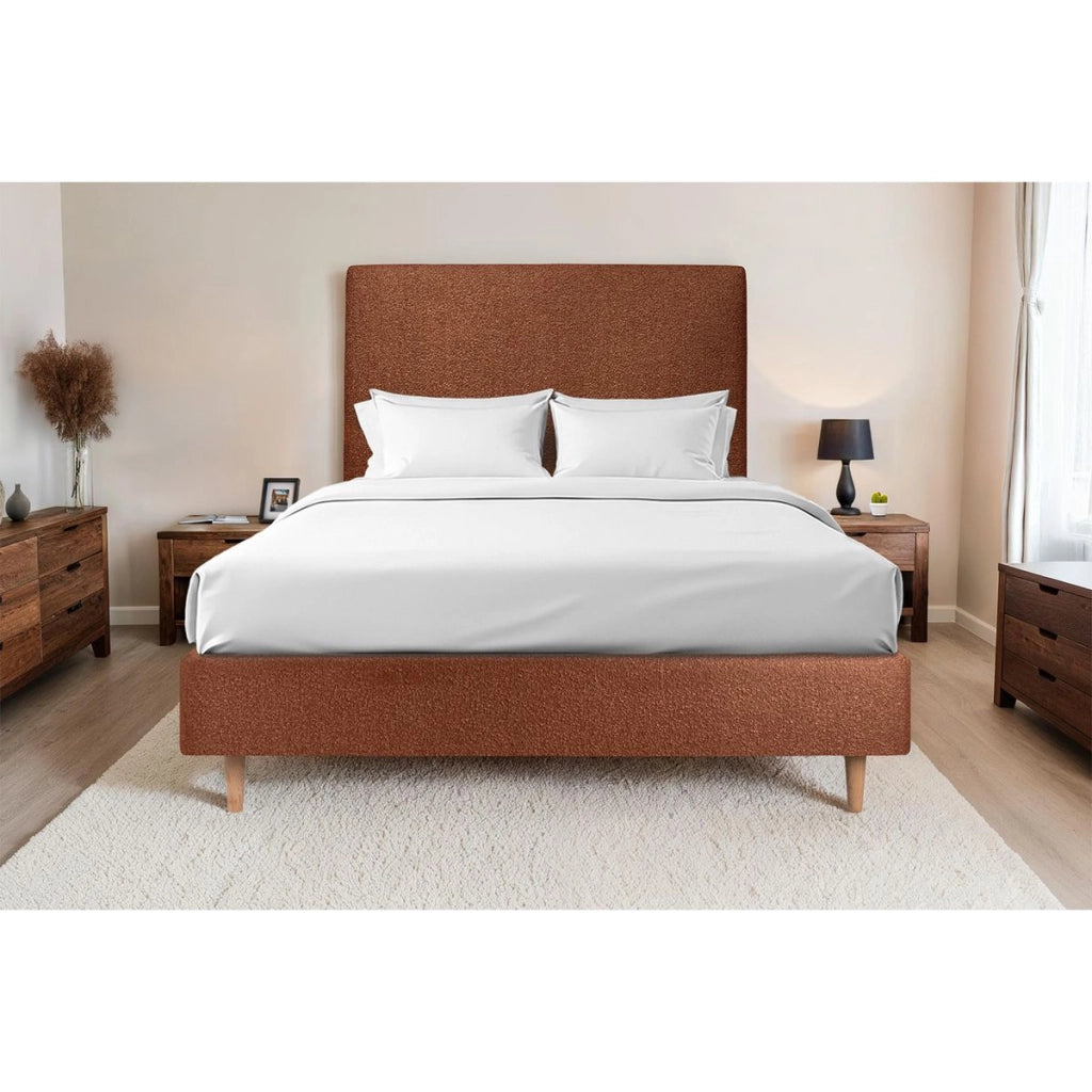 Testiera in tessuto bouclé terracotta liscio L160 cm