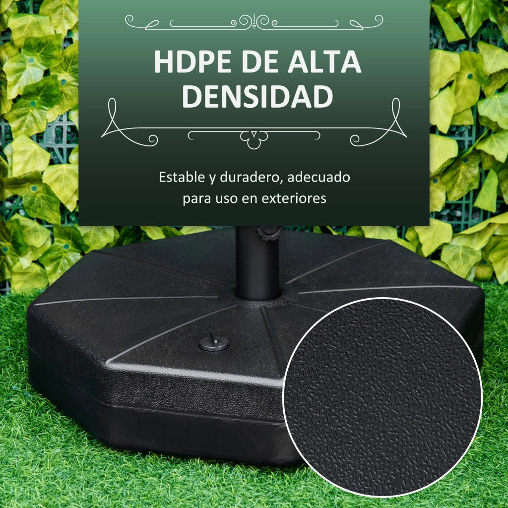 Base per Ombrellone Riempibile Acqua/Sabbia ¨C Xylo ¨C Ottagonale 38-48mm ?60x36cm Nero