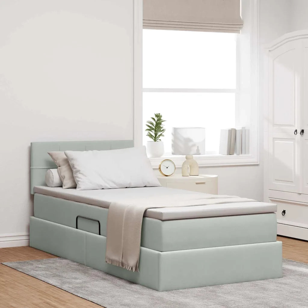 Letto con Contenitore Grigio chiaro 100 x 200 cm Velluto