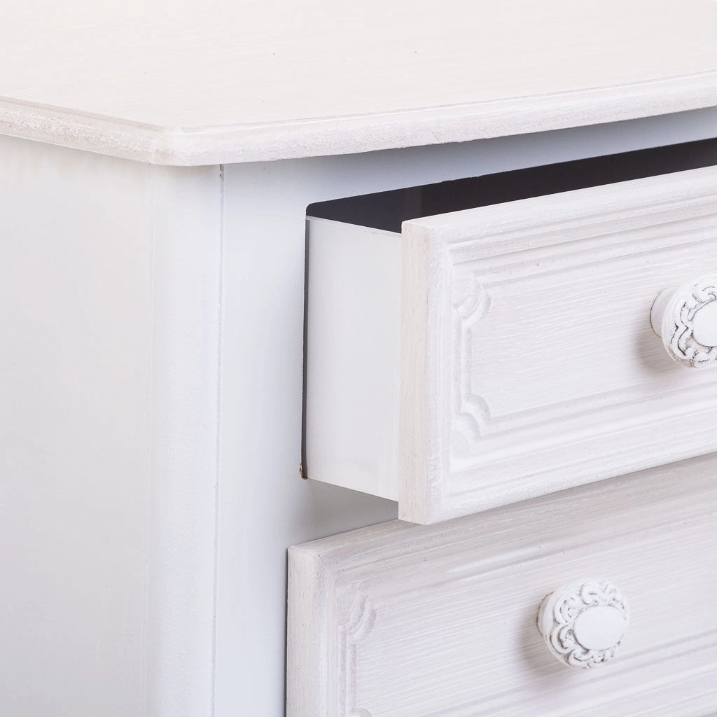 Comodino in legno con 2 cassetti bianchi 42x34x57.h cm