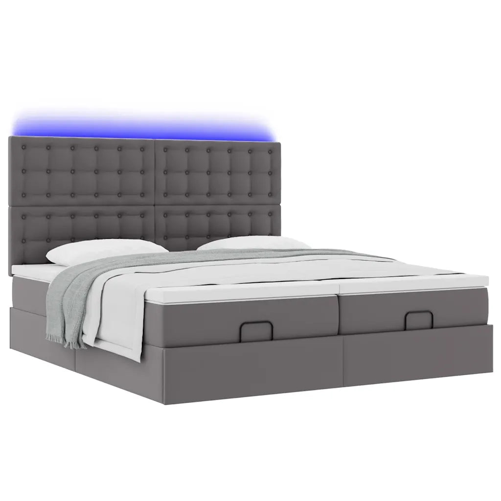 Pouf Letto con Materassi e LED Grigio 160x200cm Similpelle 3314501