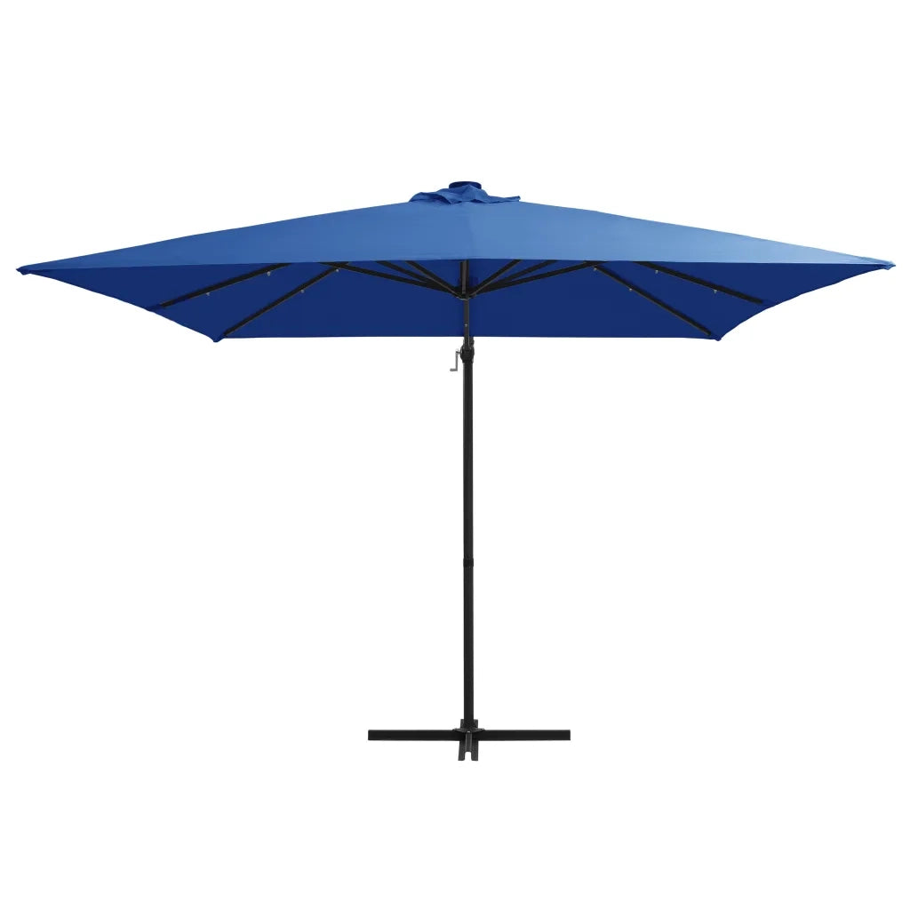 Ombrello | Parasolne a Sbalzo con LED e Palo in Acciaio 250x250cm Azzurro