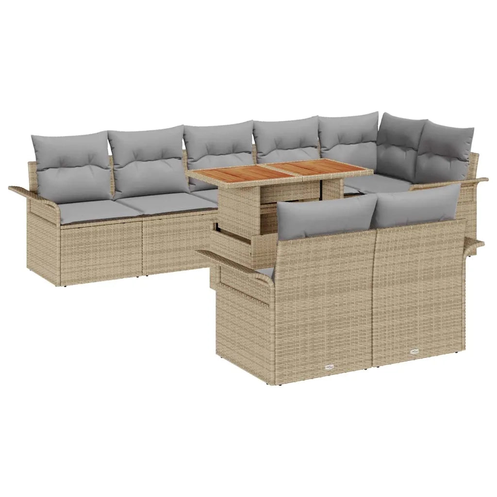 Set Divano da Giardino 9 pcs Beige Poly Rattan 3358086