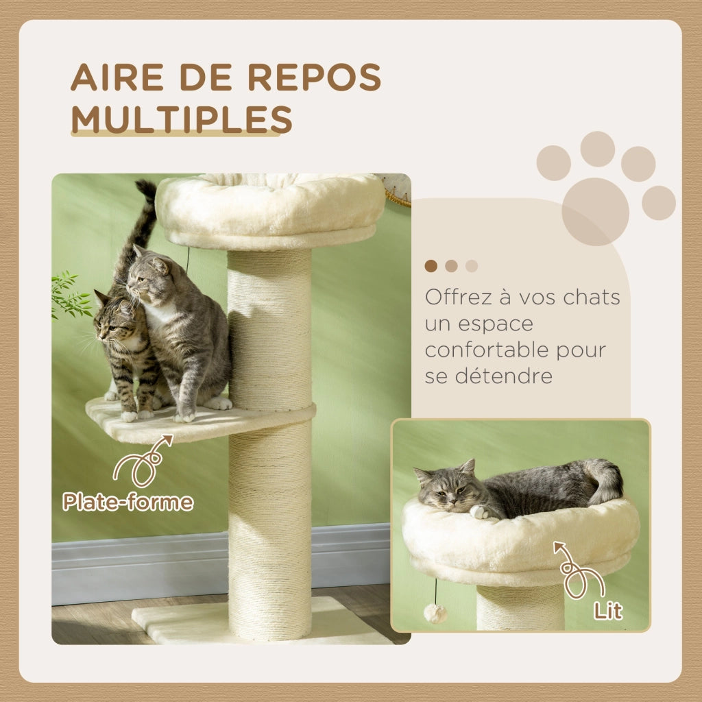 Arbre ¨¤ chat ¨C Minimal ¨C sisal naturale con piattaforme e cesto