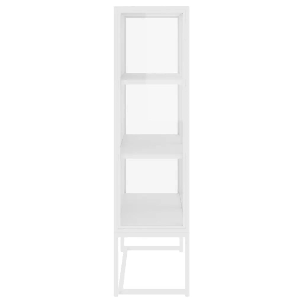Credenza Alta Bianca 80x35x135 cm Acciaio e Vetro Temperato