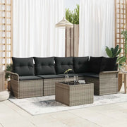 Set Divano da Giardino con cuscino 6 pcs Grigio Poly Rattan 3354038