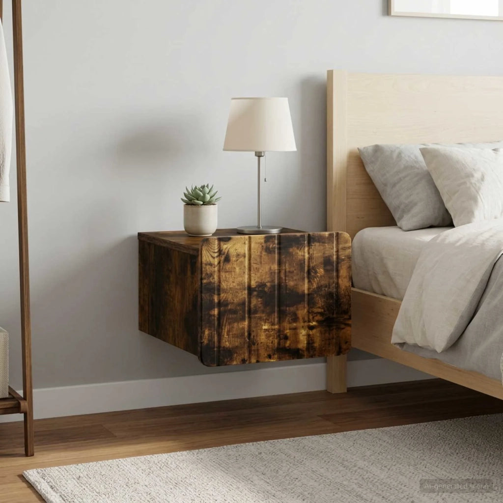 Mobiletto da notte a muro 2 pcs Rovere Fumo 33 x 34,5 x 24 cm 898266