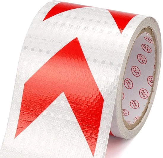 Tape Reflectante - Autoadesivo - 10 cm x 10 m - Impermeabile - Alta Riflessività - Alta Aderenza - Resistente al Tempo - Nastro di Avviso