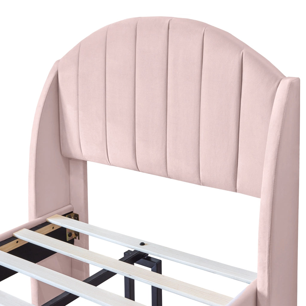 letto imbottito velluto rosa 90 x 200 cm