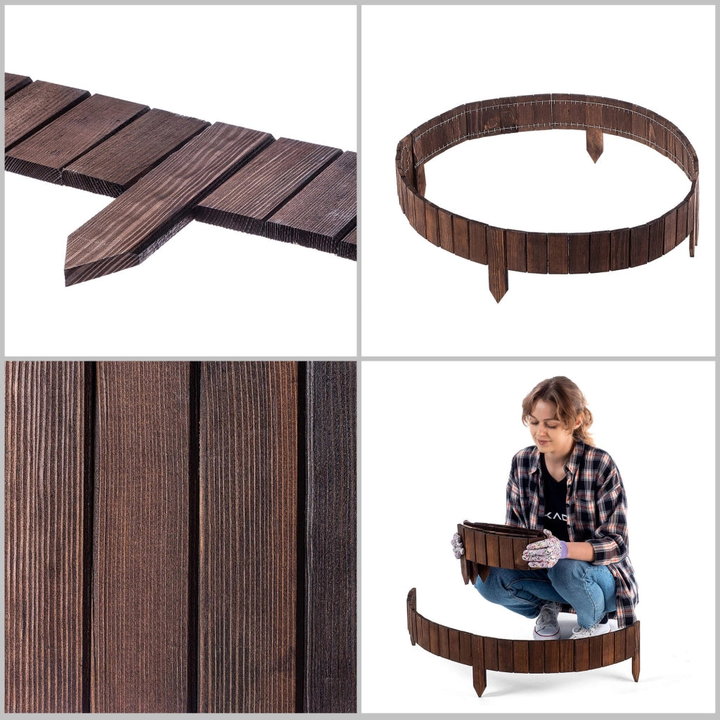 Recinzione da giardino in legno KADAX Palisade, finitura marrone martellata, 10x114 cm