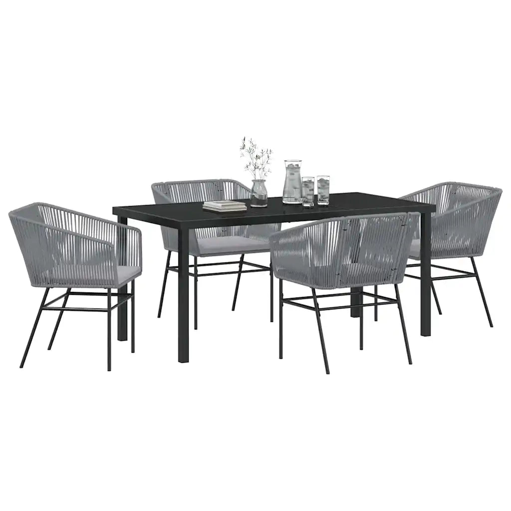 Set da Pranzo per Giardino con cuscino 5 pcs Grigio