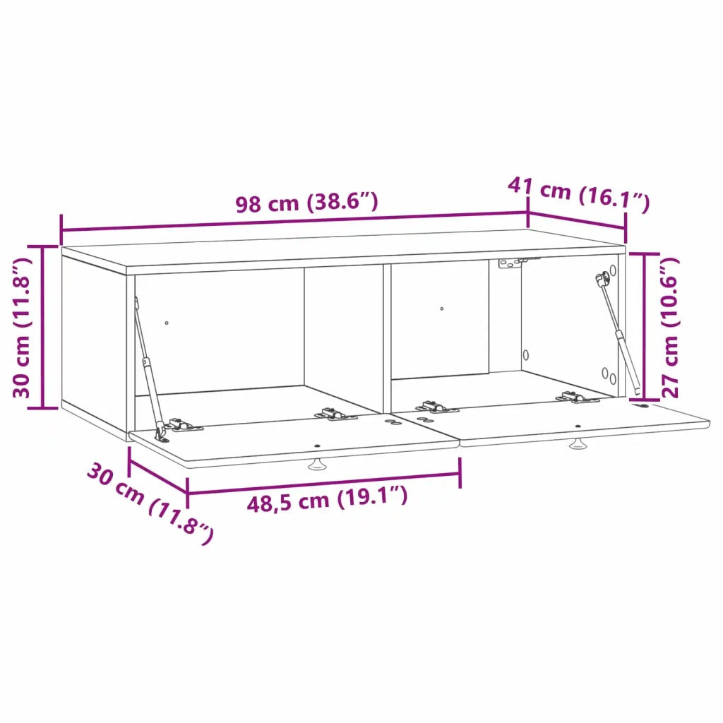 Mobile Porta TV da Muro 98 x 41 x 30 cm Bianco 899205