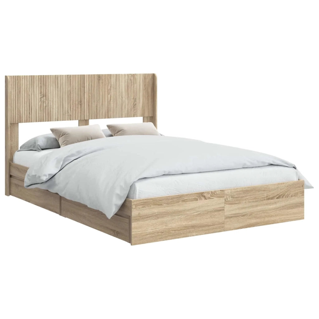 Struttura del letto con stoccaggio e testata Rovere Sonoma
