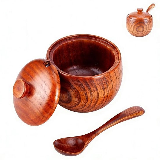 Scatola di spezie in legno - contenitori per erbe - contenitori di riserva - accessori da cucina - 150ml - 8,5x9cm - contenitore per erbe