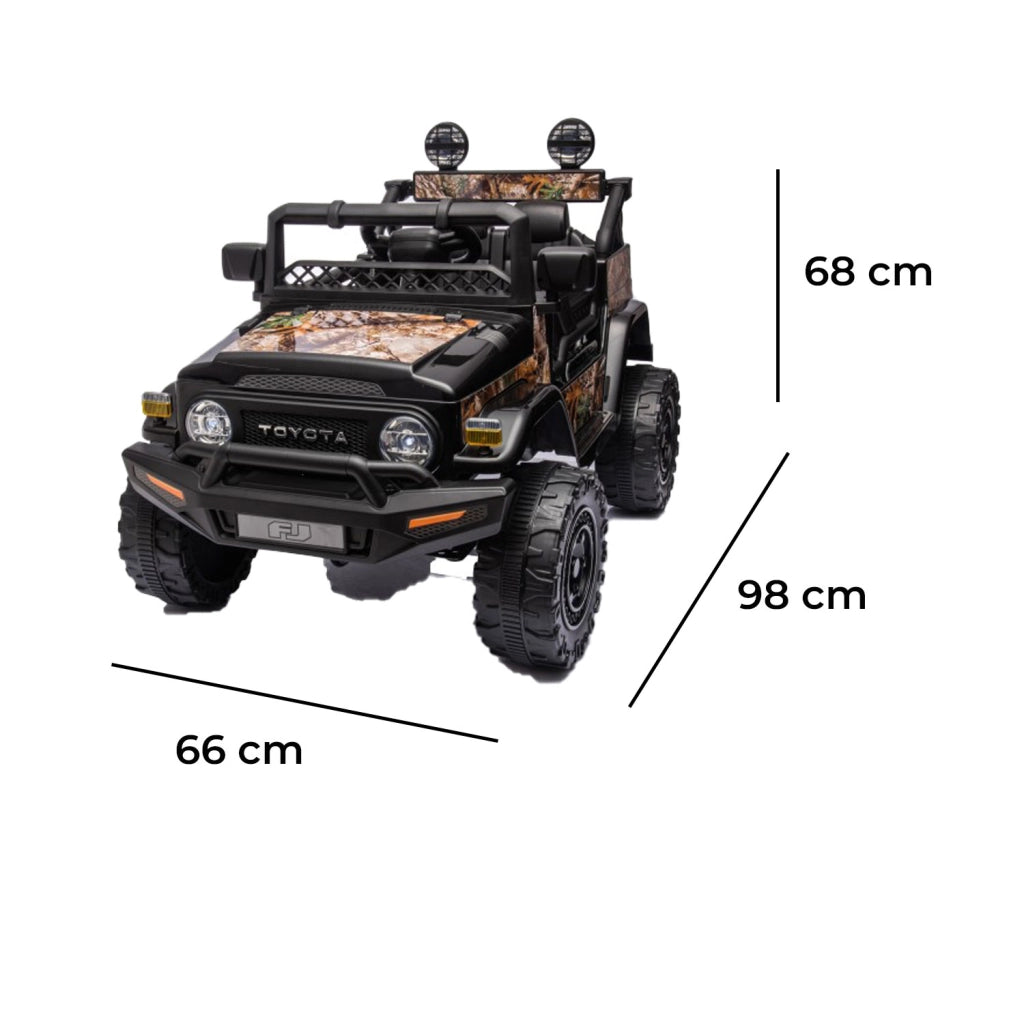 Macchina Elettrica per Bambini Fuoristrada Toyota Fj Cruiser 12V Telecomando Ruote in Gomma e Sedile in Pelle Nero e